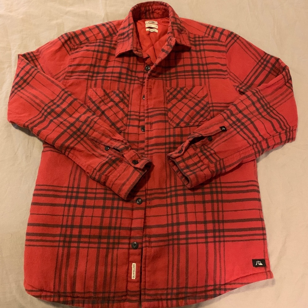 Quiksilver Red Orange Thick Flannel